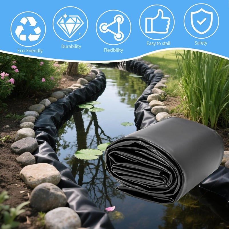 YETREE 15 x 25 FT Pond Liner, 18 Mil Pond Liners for Outdoor Ponds, HDPE Pond Liner Leakproof Ecofriendly Easy Cut, Fish Pond Liner for Garden Ponds, Fish Ponds, Water Features - Image 4